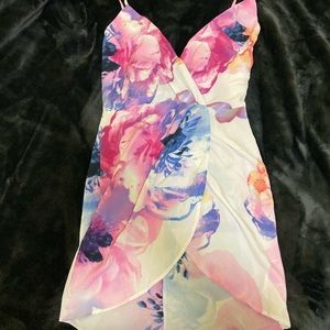 Watercolor spaghetti strap mini dress